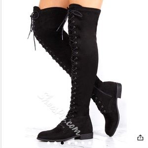 Cross-cross Thigh high boots